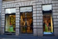 Salvatore Ferragamo storefront and entrance in the fashion district of Milan